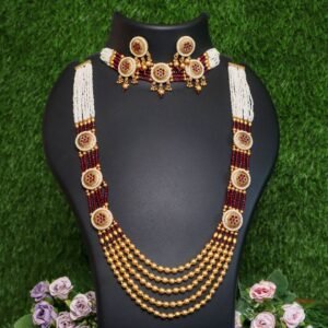 New Design Combo Long Mala With Choker & Earrings