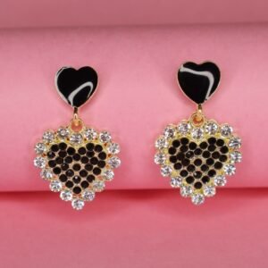 Trending Korean style Black Heart Earrings for Girls and Women