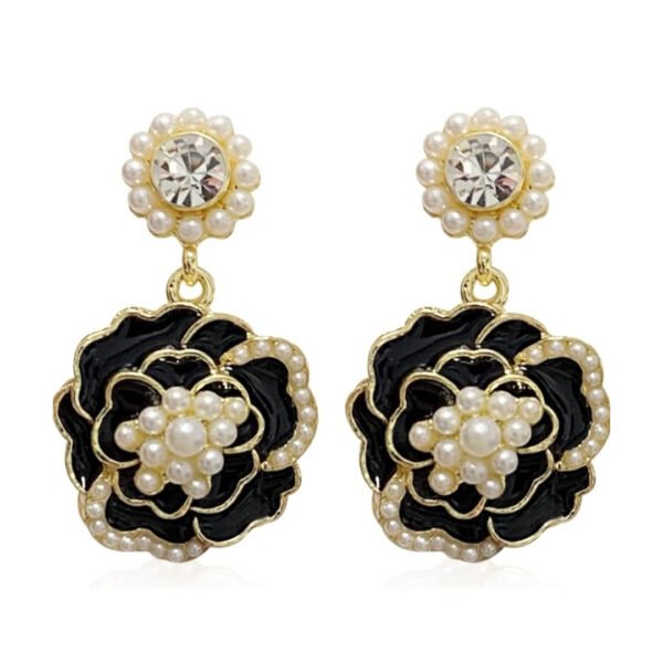 Beautiful Trending Korean style Black Petal Earrings - Image 2