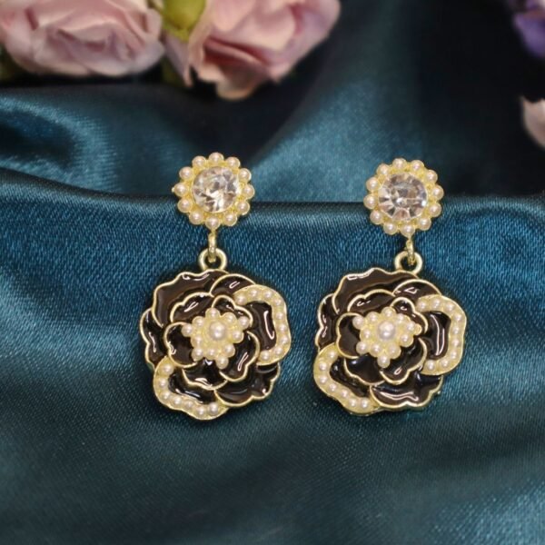 Beautiful Trending Korean style Black Petal Earrings