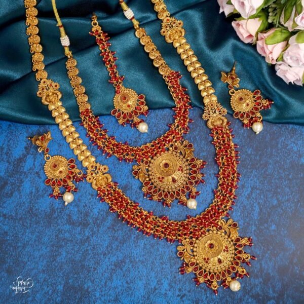 Combo Set Of Necklace Earring & Maangtikka VSBRIS006 Pink