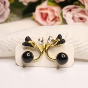 Pearl Stud Earrings Pearl Black Rose Flower Stud Earrings