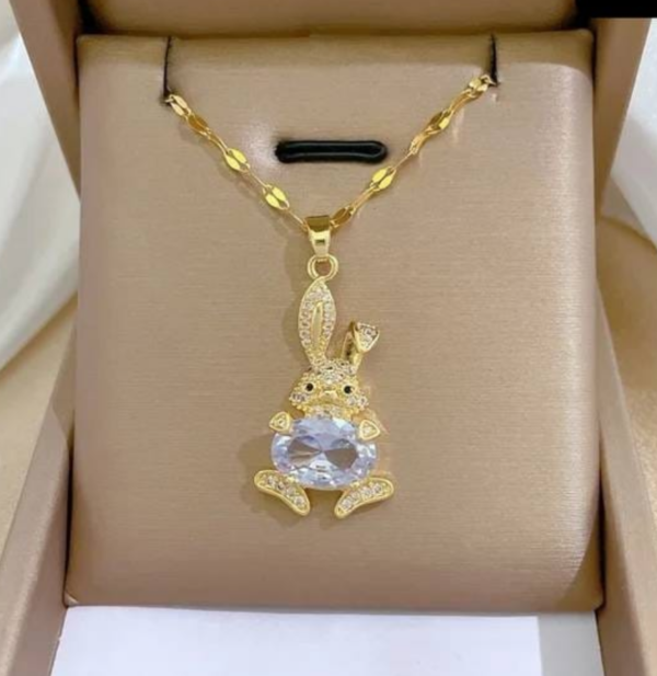 Beautiful Buny Pendant Necklace and Earrings Combo Set VSKCOM006