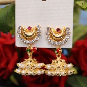 Traditional Maharashtrian Gold Plated Moti Jhumka VSJ006