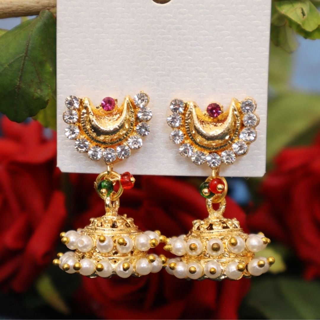 Shagun Jhumka Earrings - Golden – The Shopping Tree