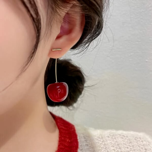 Trending Korean Style Red Cherry Earrings - Image 2