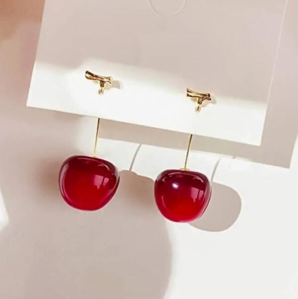 Trending Korean Style Red Cherry Earrings - Image 3