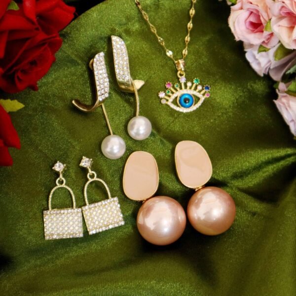 Beautiful Evil Eye Pendant and Earrings Combo Set - Image 6