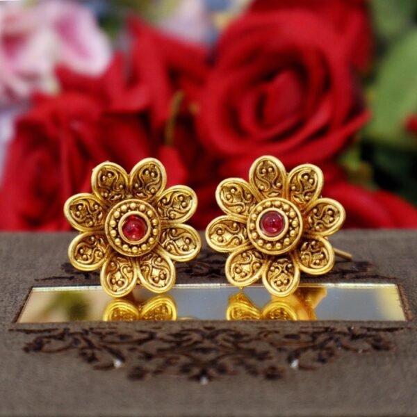 gold plated flower earrings Tops