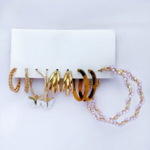 Gold Plated Combo Earrings Set 5 Pair