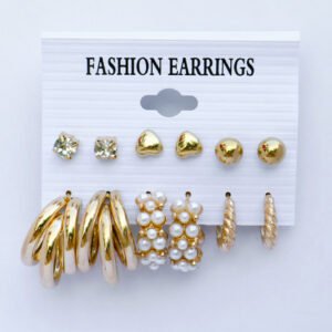 Gold Plated Combo Earrings Set 6 Pair