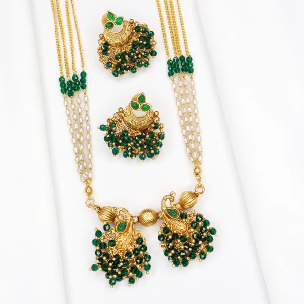 Green Fancy Peacock Mangalsutra with Earrings