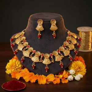 Best Gold Plated Necklace Set Red