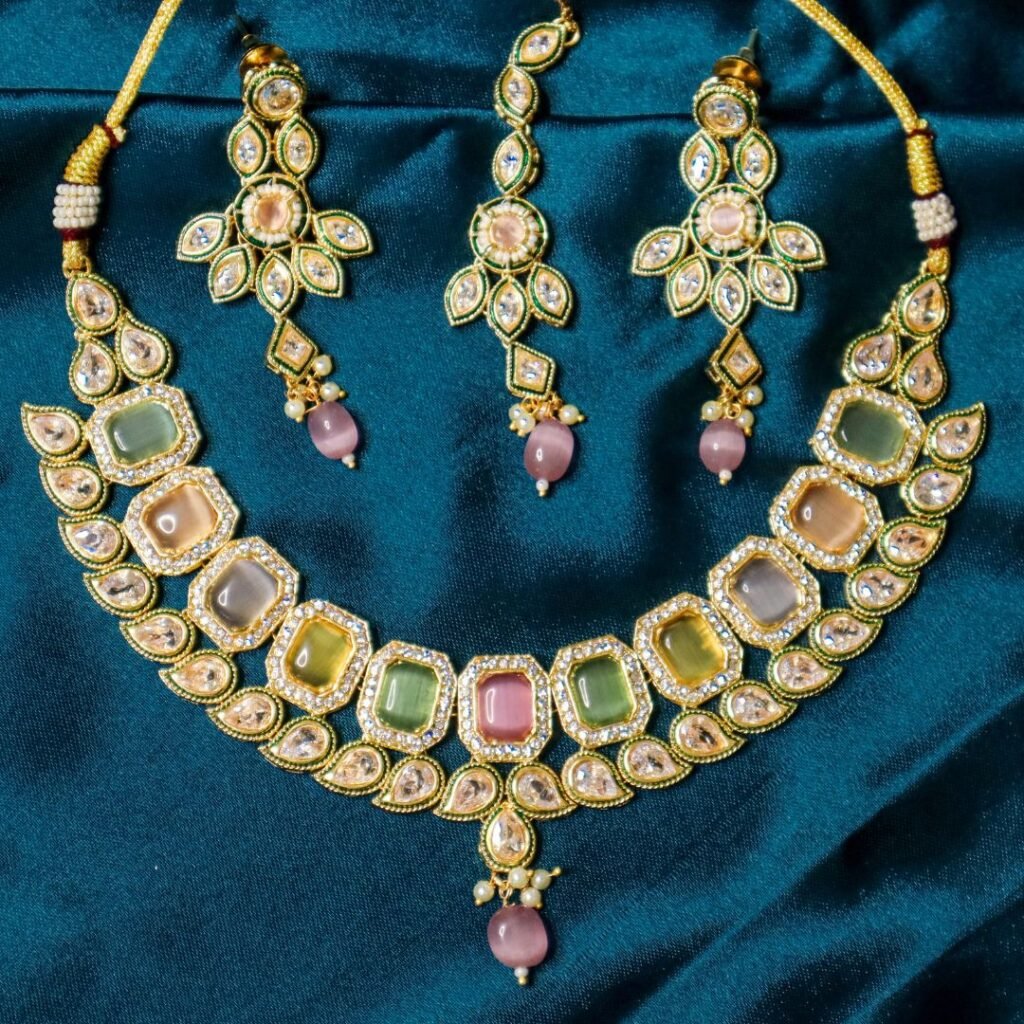 Kundan Bridal Jewellery sets With Earring & Maangtikka