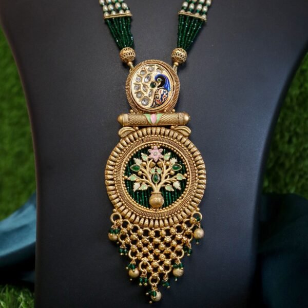 Rajwadi Long Necklace With Earring - Image 3