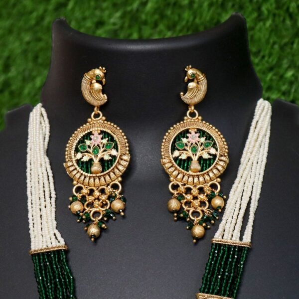 Rajwadi Long Necklace With Earring - Image 4