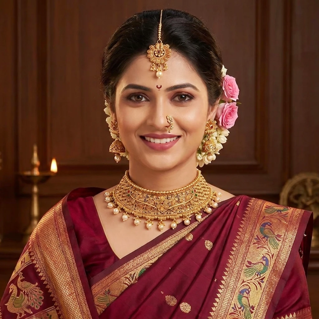 Latest High Gold Plated Bridal Necklace Set With Earrings & Maangtika