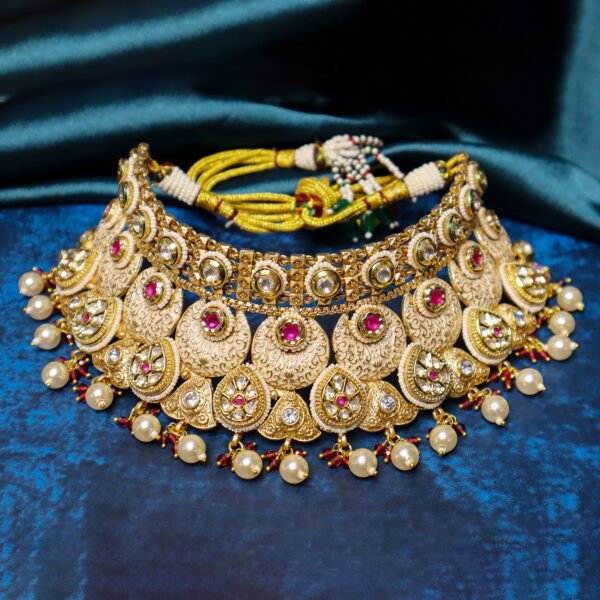 Gold Plated Beaded Choker Necklace - Image 2