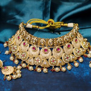 Gold-Plated Beaded Choker Necklace