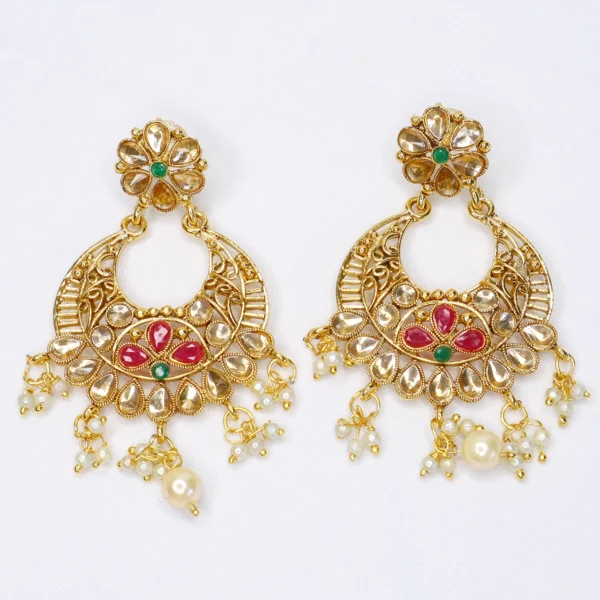 Gold Plated Jhumka With Maangtikka