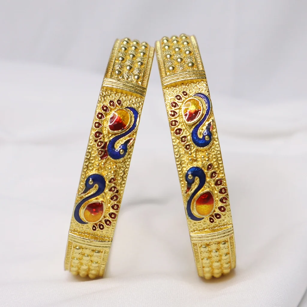 Peacock Design Gold Plated Bangles