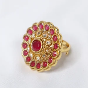 Premium Wine Pink Stone Gold Pleted Ring