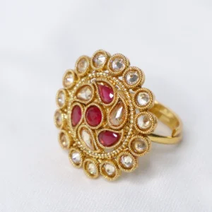 Premium white Pink Stone Gold Pleted Ring