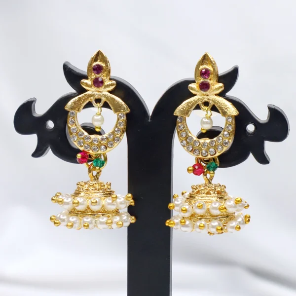 Traditional Maharashtrian Gold Plated Moti Jhumka