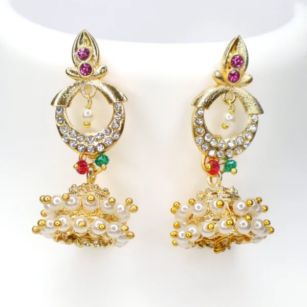 Traditional Maharashtrian Gold Plated Moti Jhumka