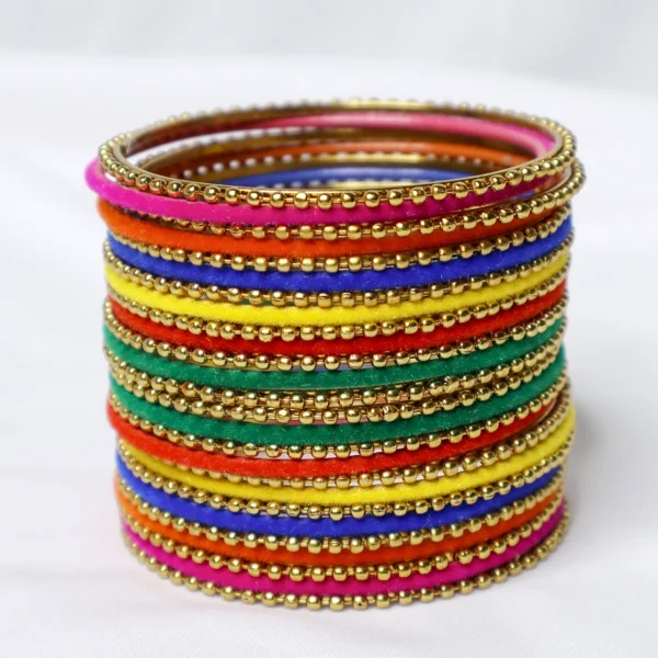 Traditional Multicolored and Metal Bangle Set for Women & Girls