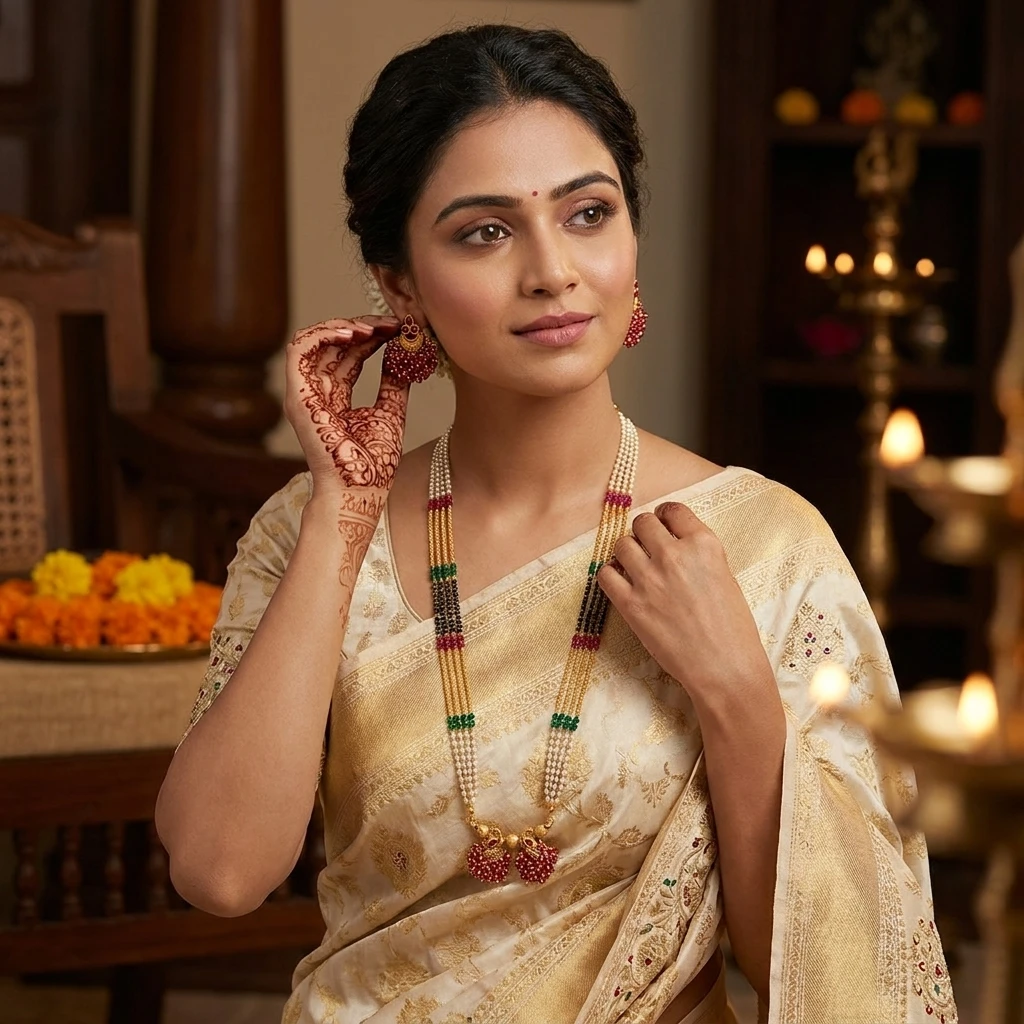 Fancy Peacock Mangalsutra with Earrings