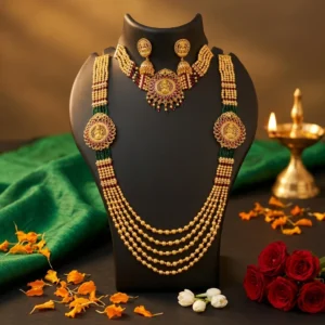 Long Rajwadi Laxmi Mala With Choker & Earrings