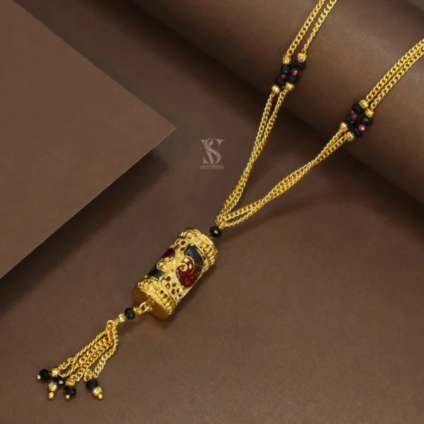 36 Inch Long Traditional Engraved Micro Gold Plated Mangalsutra