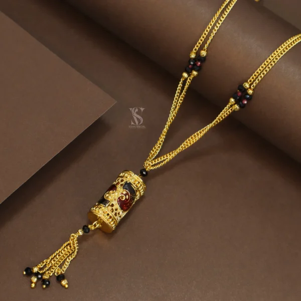 36 Inch Long Traditional Engraved Micro Gold Plated Mangalsutra