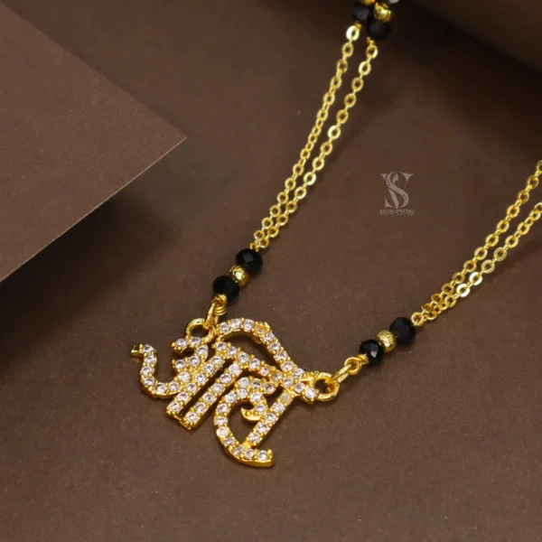 'Aaho' Letter AD Stone Studded Micro Gold Plated Unique Mangalsutra