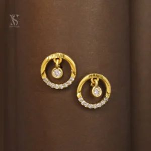 Attractive Circular Design White Stone Gold Plated Stud Earrings