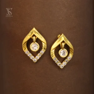 Attractive Drop Shape White Stone Gold Plated Stud Earrings