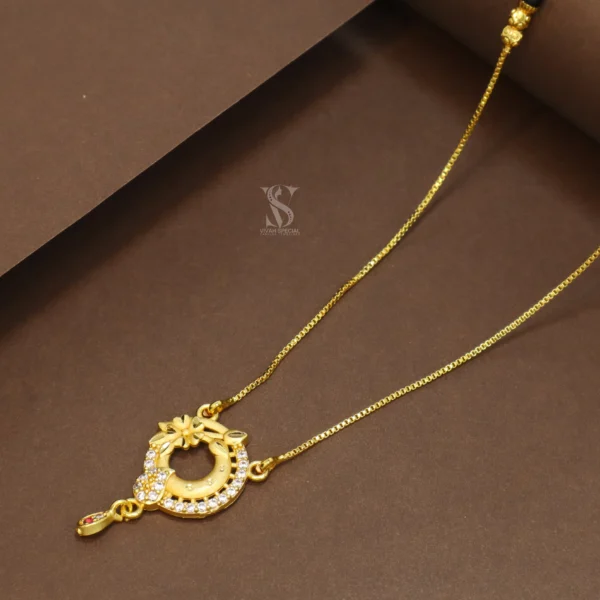 Premium Micro Gold Plated Crescent Moon Design Mangalsutra with AD Stones