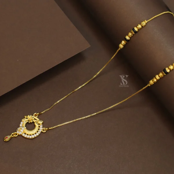 Premium Micro Gold Plated Crescent Moon Design Mangalsutra with AD Stones