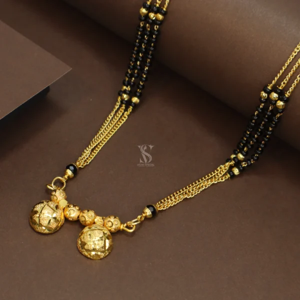 Three Layer Chain and Intricate Pendant Micro Gold Plated Mangalsutra