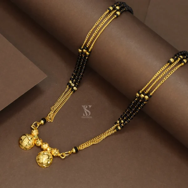 Three Layer Chain and Intricate Pendant Micro Gold Plated Mangalsutra